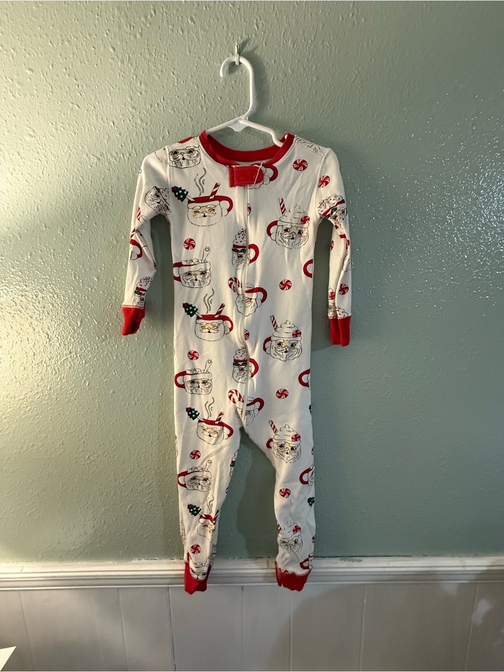 The Beaufort Bonnet Company White & Red Holiday Mug Print Kids One-Piece